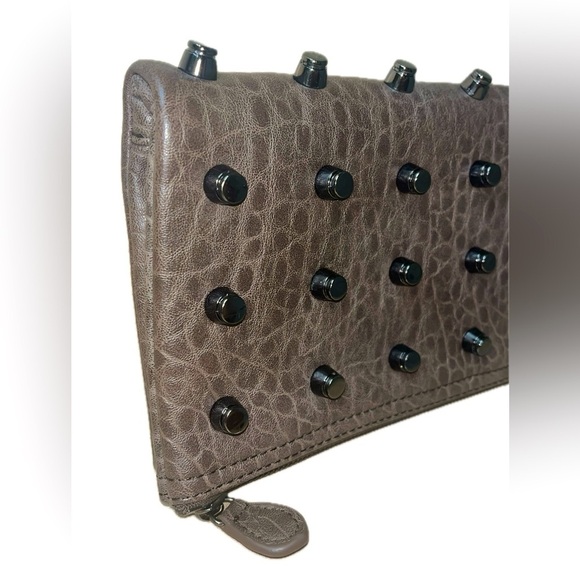 Urban Expressions Studded Foldover Clutch, Brown - Picture 4 of 13